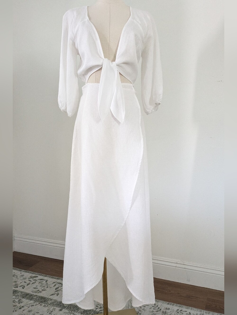 Reformation Crete White Tie-Front Maxi Dress
